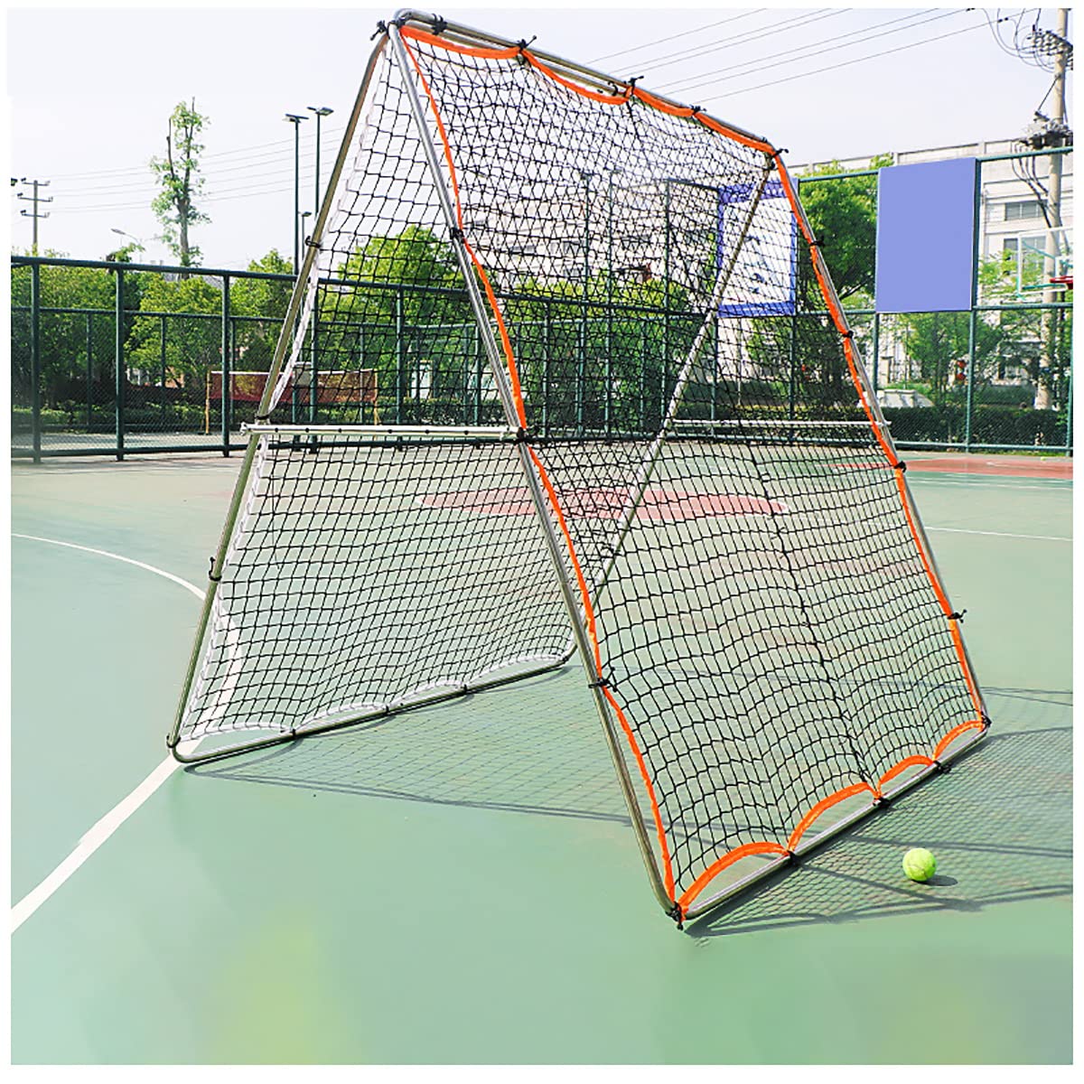 Rebote de tenis de 6.5 pies x 6.5 pies, equipo de entrenamiento de red de rebote de 8 engranajes ajustables, doble pared de práctica de tenis para golpes de suelo y voleibol