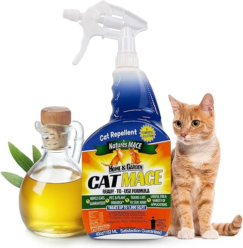 Nature's Mace Cat Mace - Repelente para gatos, disuasorio en aerosol para marcas de orina, mantiene a los gatos alejados para uso en exteriores e