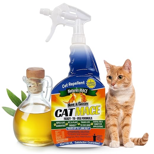Nature's Mace Cat Mace Cat Repellent, Spray Deterrent for Urine Marking, Keep Cats Away for Outdoor & Indoor Use, Scratching, Flowerbeds, Yards, Pets, Garden, Plants, Ready-to-Use, 40 oz Spray