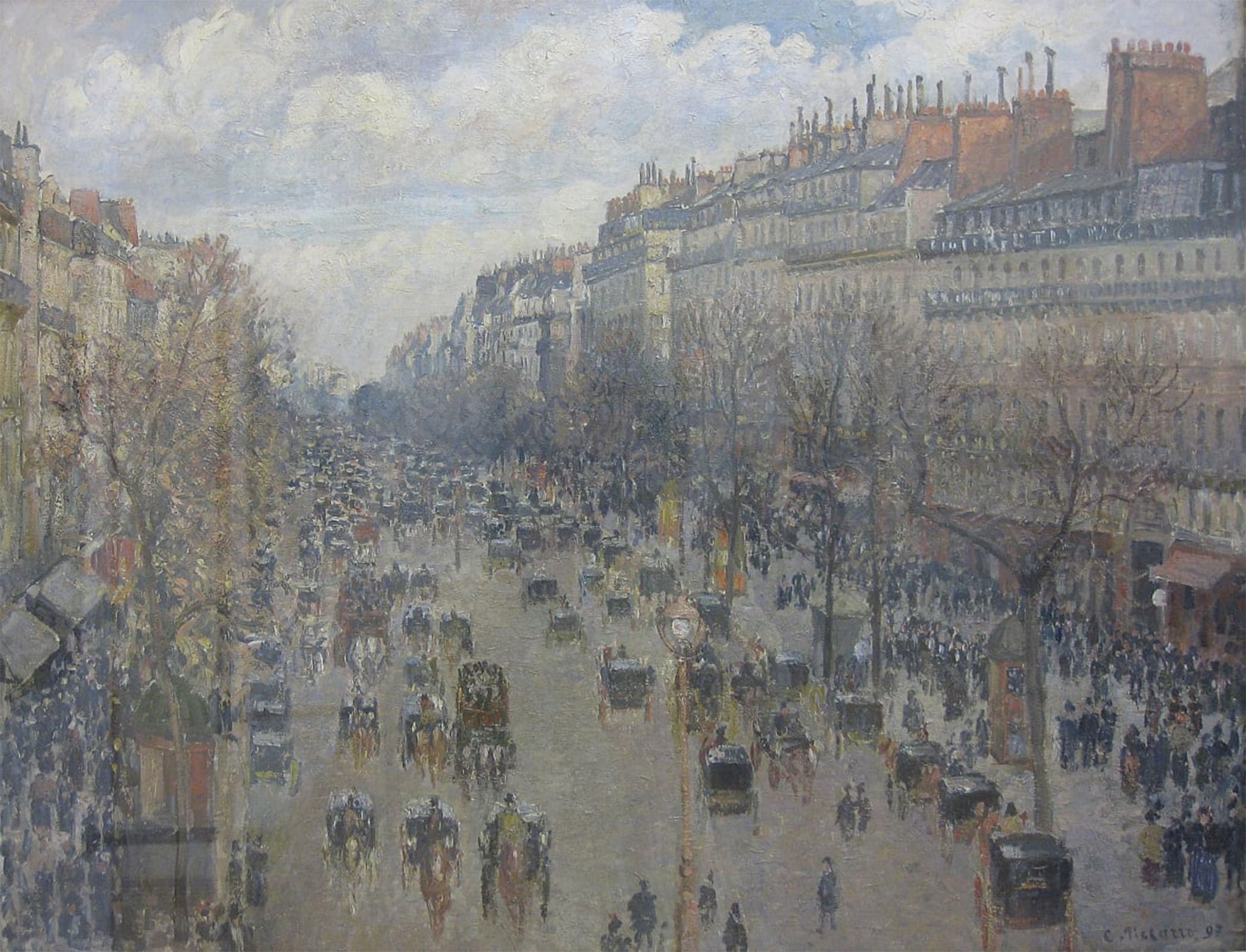 SERENDIPITP Vintage Wall Art Canvas Nordic Poster Canvas Print Picture Boulevard Montmartre Soleil Après-midi by Camille Jacob Pissarro Wall Art Poster for Home Decor 60x90cm