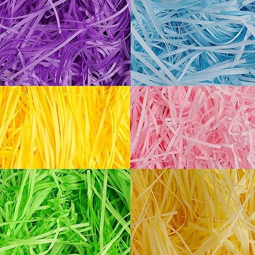 Uptotop Relleno de papel de corte arrugado de 12 onzas, 6 colores, para rellenar cestas de regalo, Pascua, día de San Valentín, cumpleaños, Navidad,