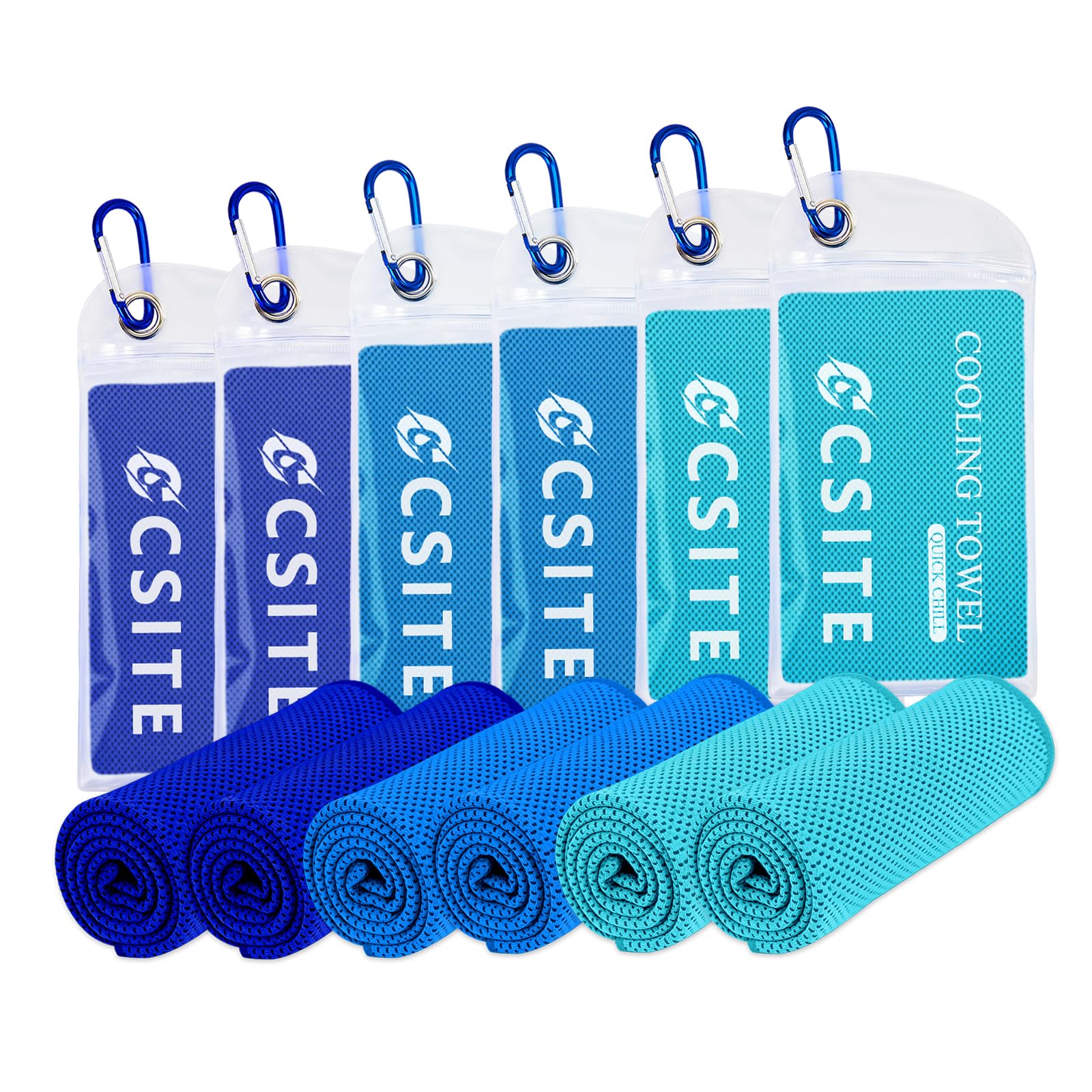 CSITE 6 Pack Cooling Towels (47"x12") for Neck and Face, Ice Towel for Hot Weather, Soft Breathable Chilly Gym Towels, Microfiber Towel for Work Out, Yoga, Running, Camping & More Activities — image 1