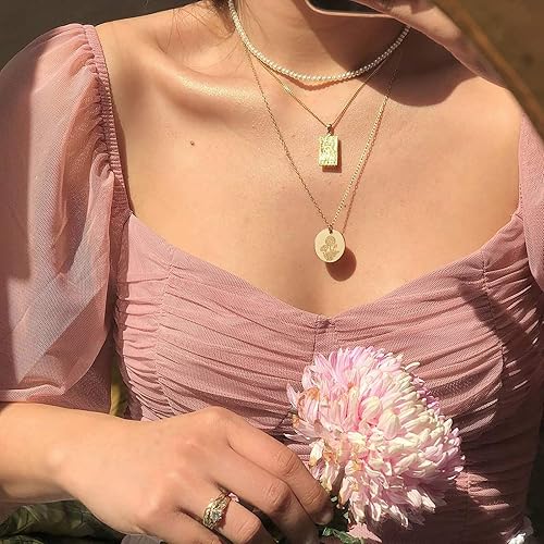 Miniatura 2 de WEARON Collar del zodiaco para mujer, con moneda de oro, constelación, signo de horóscopo, astrología, grabado en oro de 14 quilates, cadena