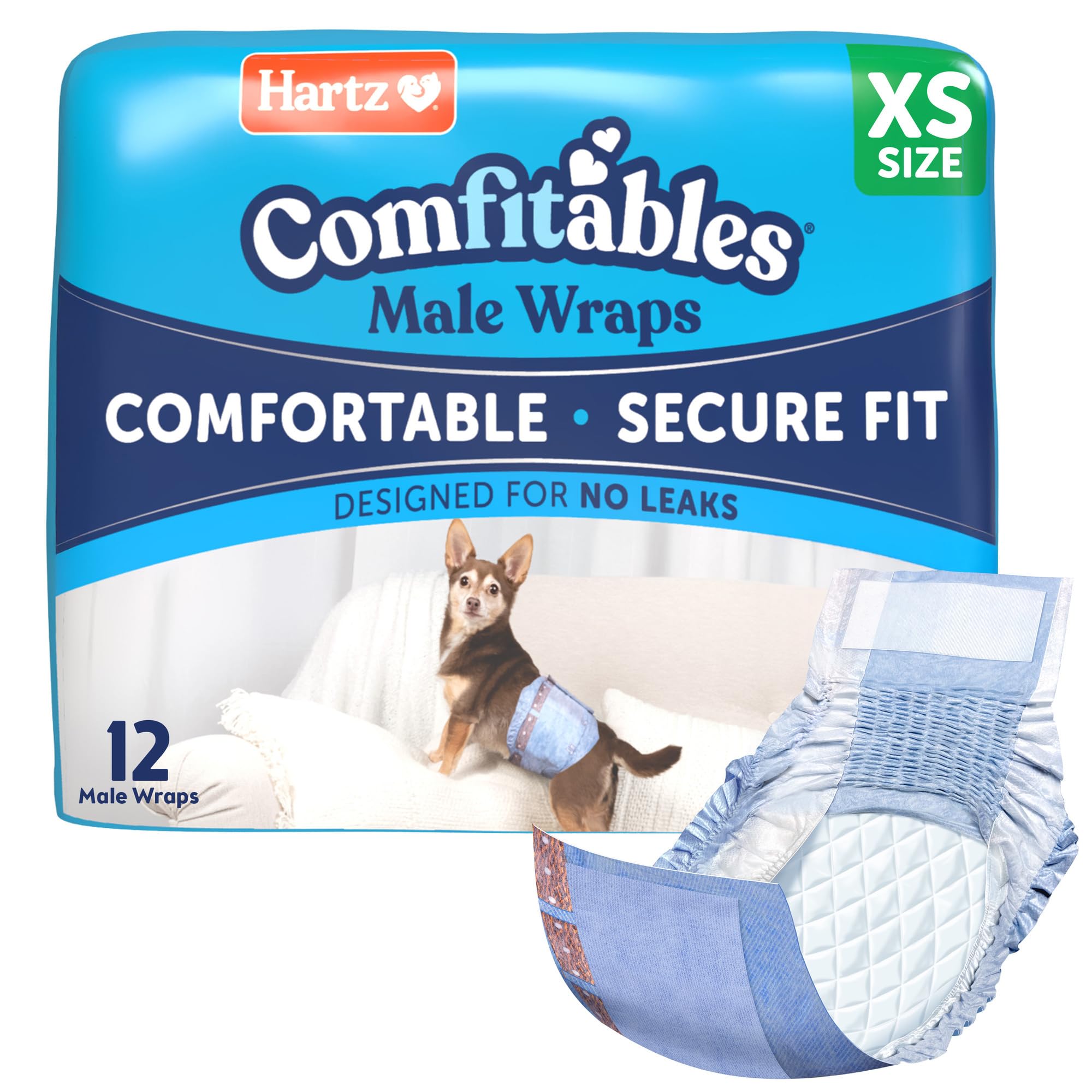 Photo 1 of Hartz Comfitables Disposable Male Dog Wraps with Stretchy Waistband, Extra Small 12 Count