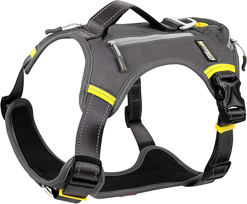 Fida - Arnés resistente para perro, pechera para viaje, campamento o senderismo. Para perro pequeño, mediano y grande, con 2 bolsillos laterales