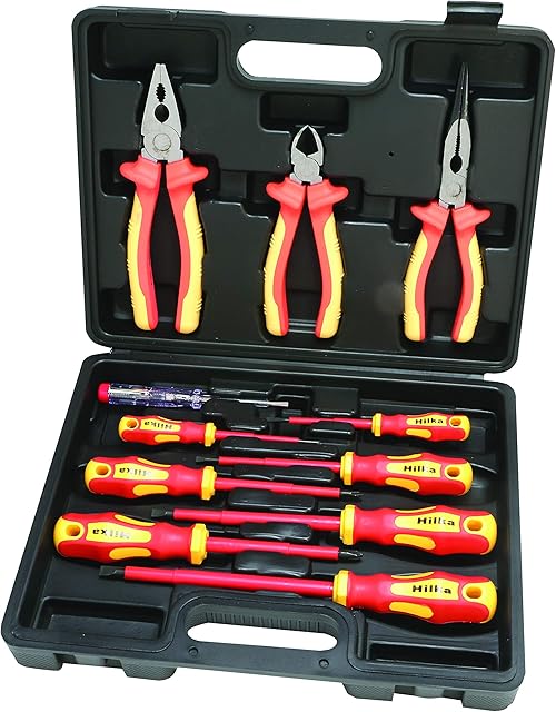 Hilka 34688011 VDE Screwdriver and Plier Set - Red/Yellow (11-Piece)