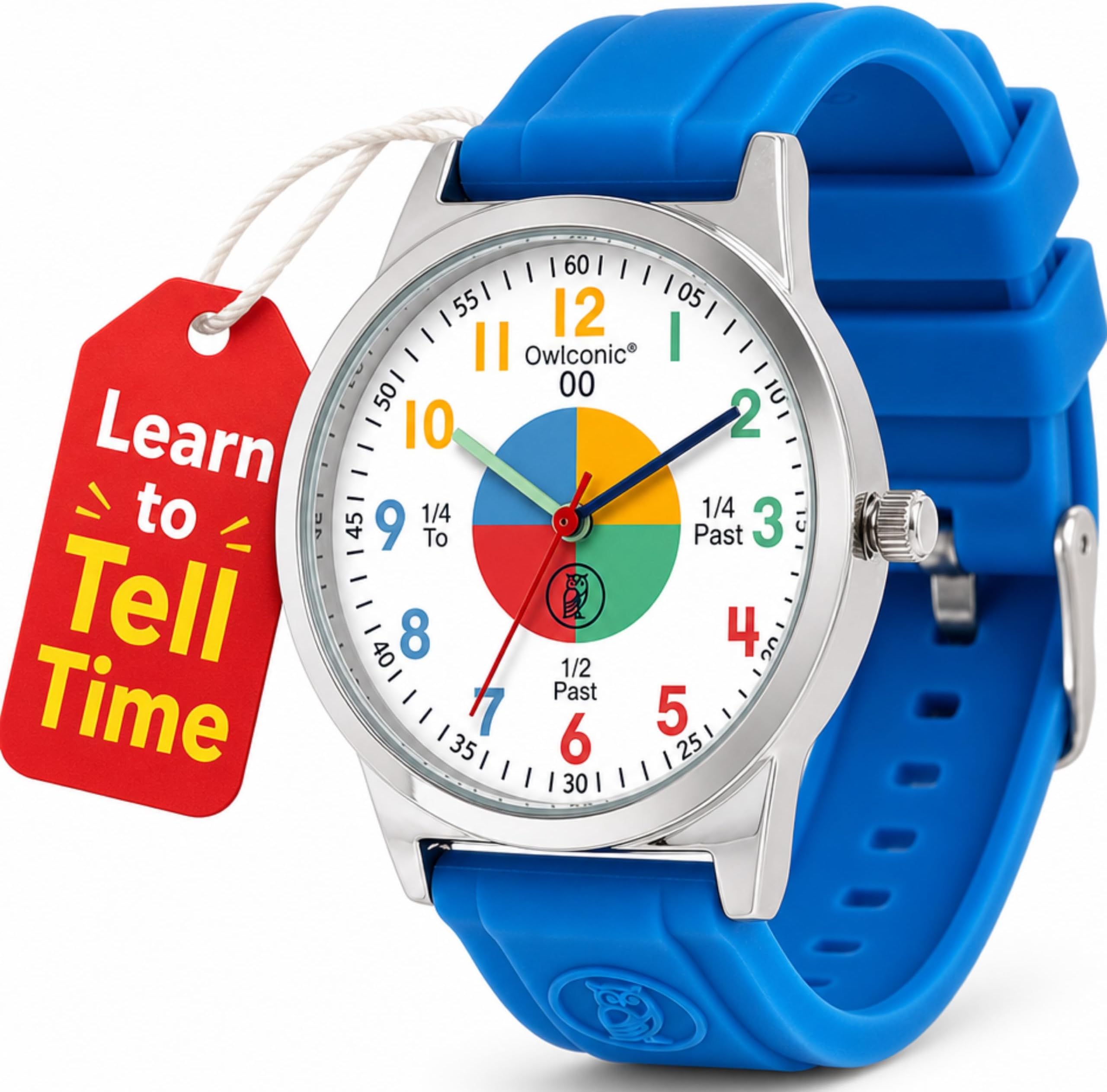 OWLCONIC Time Teaching Kids Analog Watch – Educational Learning Watch for Boys & Girls Ages 5–12 – Durable Silicone Strap – Birthday & School Gift