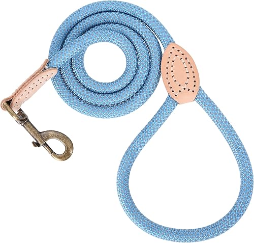 Miniatura 11 de Mile High Life Correa de perro con asa envuelta de cuero genuino, con cierre resistente para perros pequeños, medianos y grandes (gris, 4 pies)