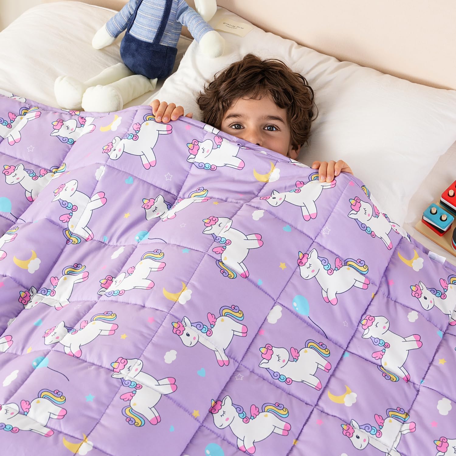 Photo 1 of Mr. Sandman 5 lbs Weighted Blanket for Twin Size Bed, Perfect for 40-60lb Breathable Heavy Throw Blankets for Sleeping - 36" x 48" Purple Pony Pauly