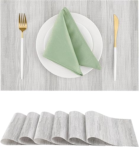 Miniatura 125 de Leetaltree - Juego de 6 manteles individuales, resistentes al calor, antideslizantes, para mesa de comedor, lavables, duraderos, tejido de PVC Azul