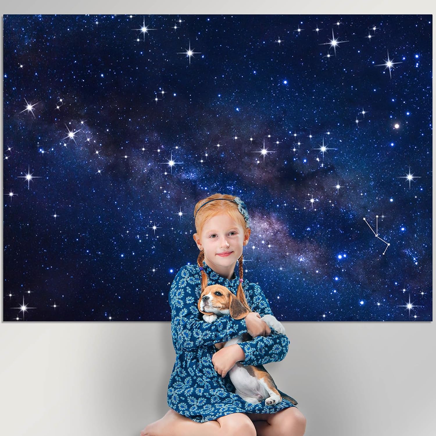 Avezano Starry Night Sky Backdrop Outer Space Galaxy Birthday Background Universe Nebula Stars Theme Party Decorations for Boy Kids First Birthday Banner Photo Booth Props (7x5ft)