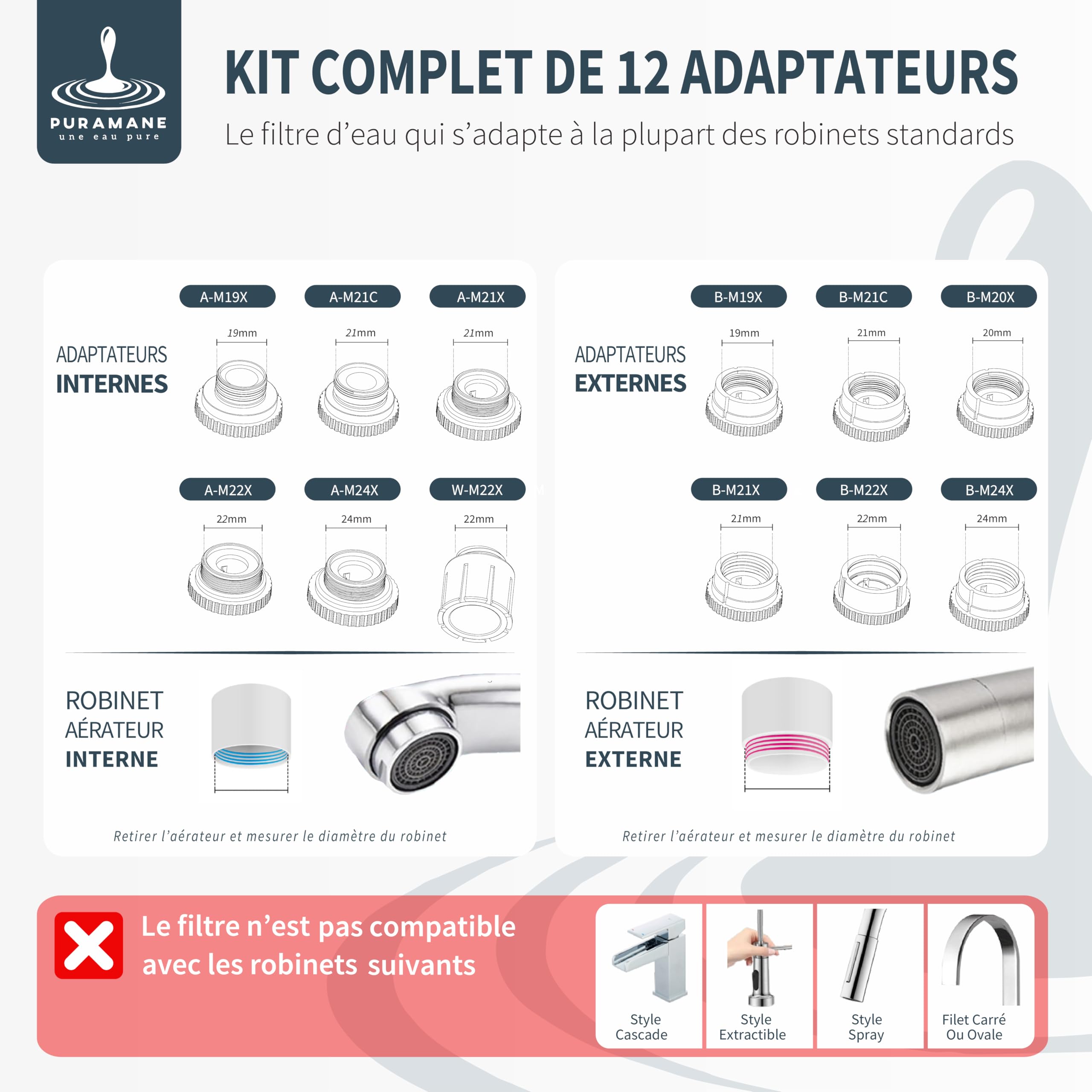 Marque Française: Filtre Eau Robinet Cuisine, Purificateur d'eau à Charbon Actif, Écran LED, Filtre à eau UV, Filtration instantanée Anti Calcaire, système avec une Cartouche Filtrante