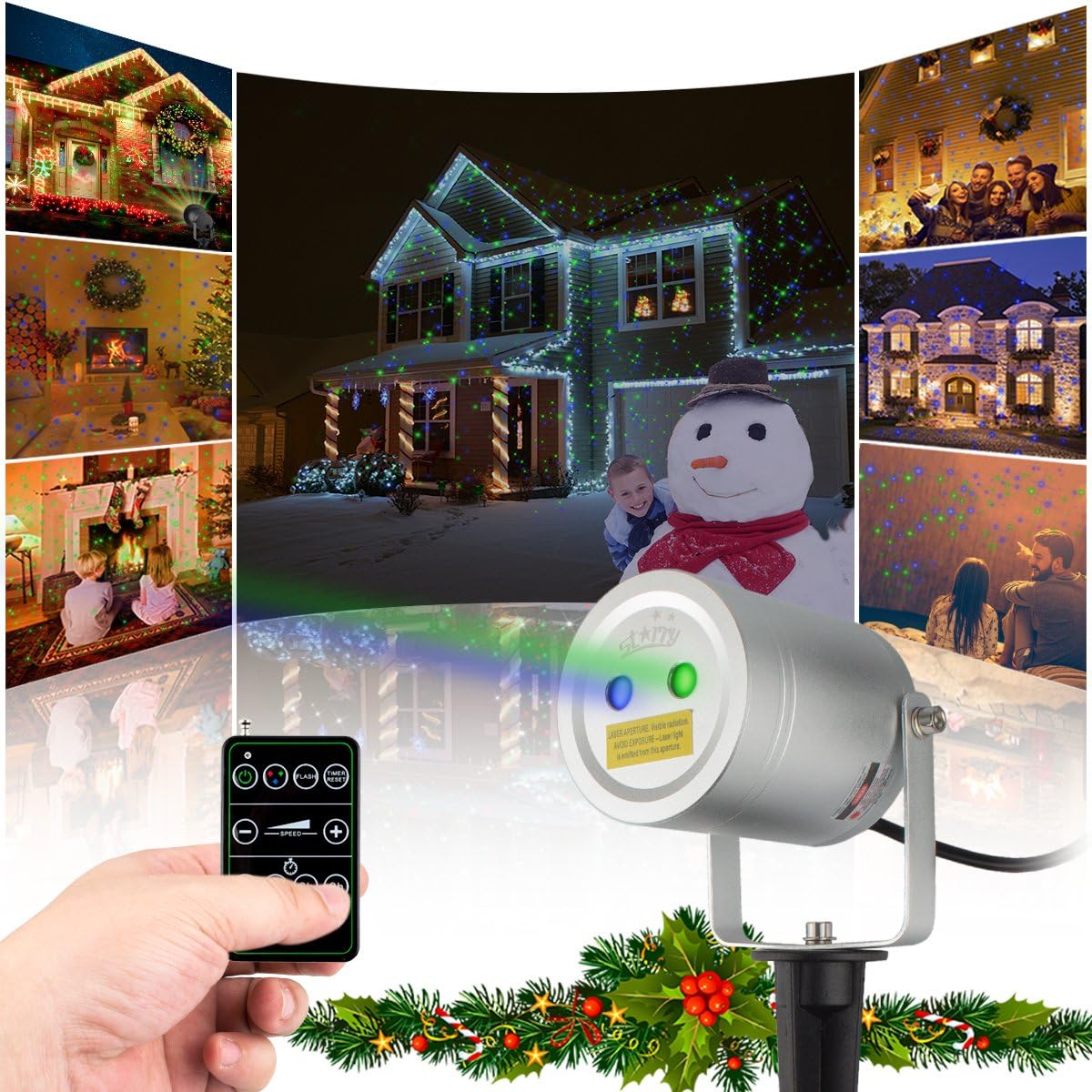 Starry Green and Blue Laser Christmas Lights