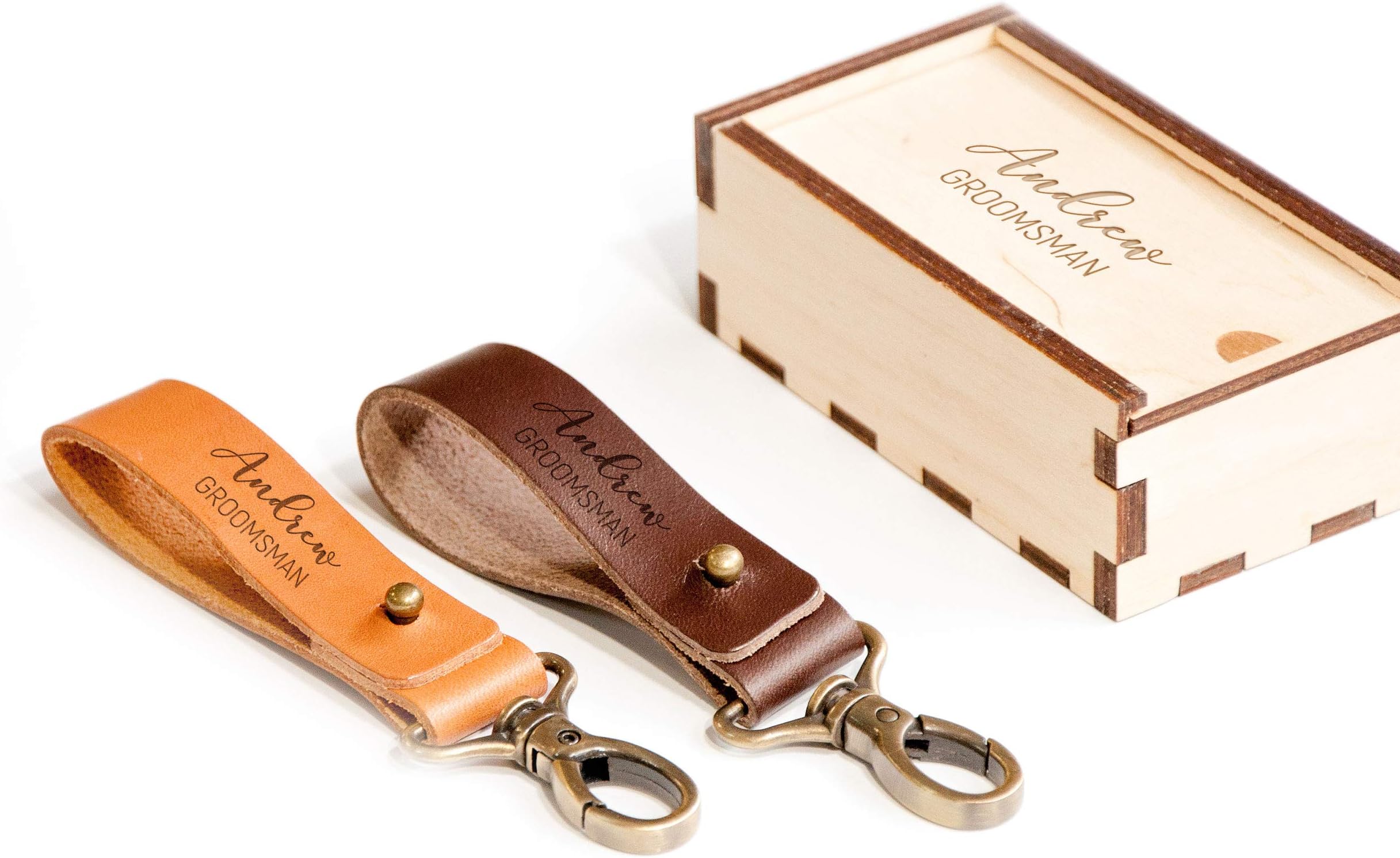 Personalized Keychain Groomsmen Keychain Groomsmen Gift Box Custom Leather Keychain Key Fob Key Ring Monogrammed Men Gift for Him Dad Gifts Father from Dauther Guy 2 colors