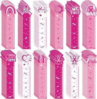 Kosiz 120 Pcs Breast Cancer Awareness Bookmarks Ruler Bulk Gifts Pink Ribbon Bookmarks Ruler Hope Butterfly Heart Inspirational Gifts Book Markers for Women Lovers Breast Cancer Supplies