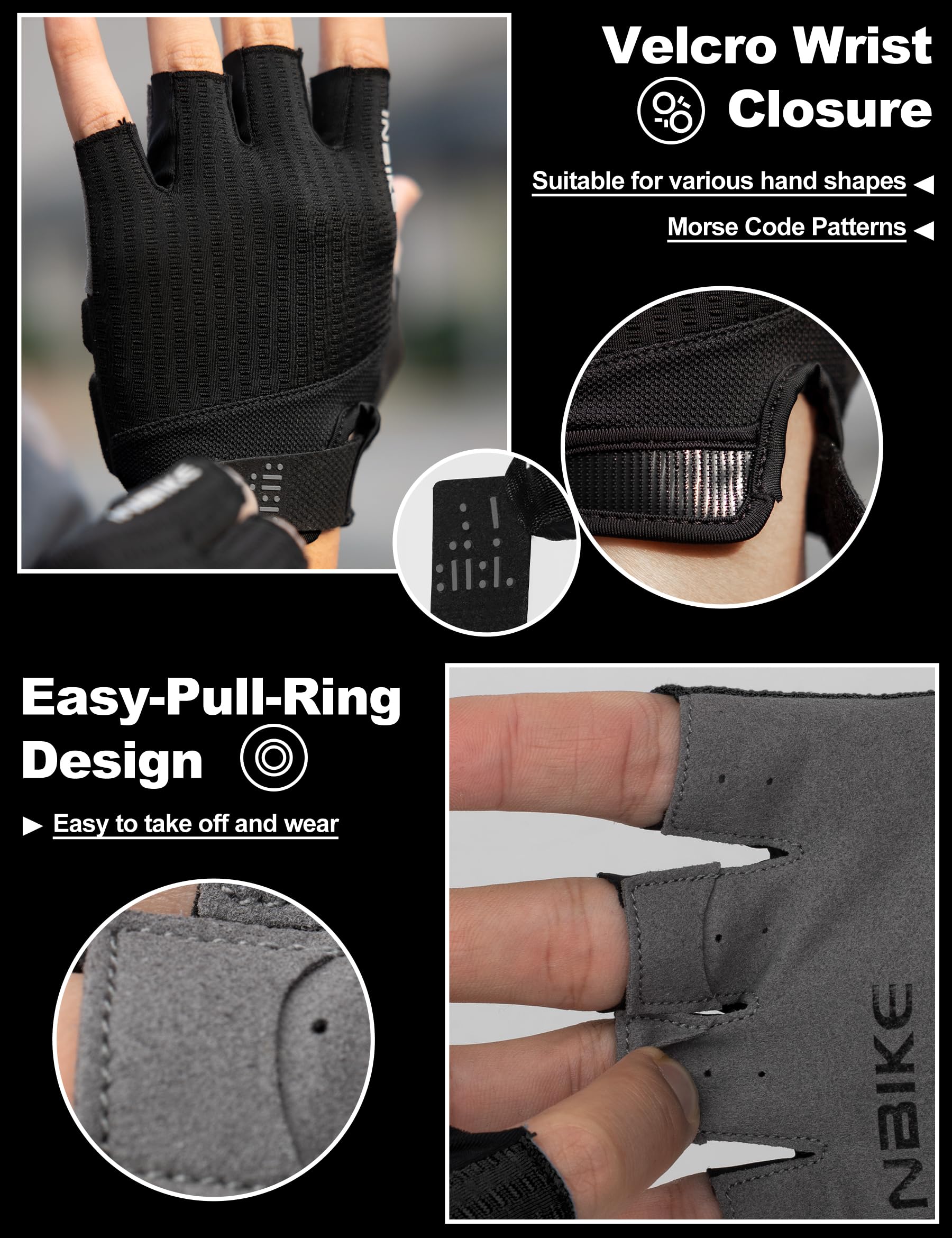 INBIKE Gants de Cyclisme Homme MTB Gants de Vélo Montagne Gants D'été sans Doigts pour Hommes et Femmes Elastiques et Respirants à Usages Multiples