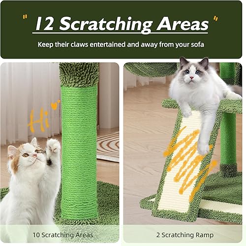 Miniatura 5 de Mile High Life  Condominio de árbol para gatos de varios niveles de 58 pulgadas para gatos grandes  Hamaca y árbol rascador cubierto de sisal para