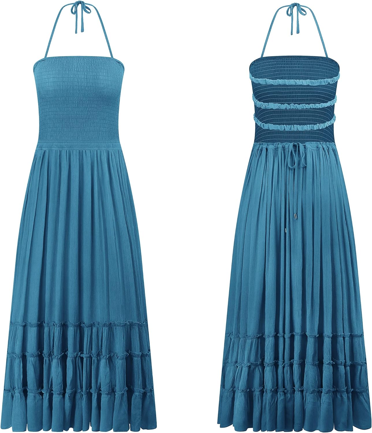 Vista 6 de RVivimos - Vestido largo de verano de algodón sin espalda sexy