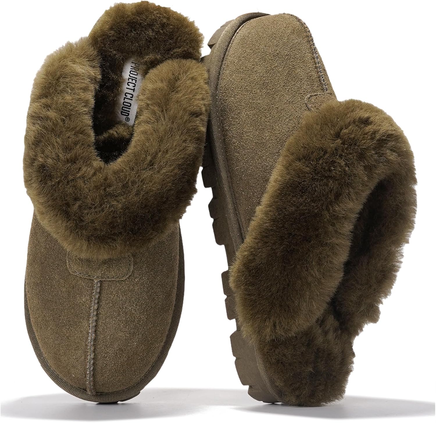 Project Cloud 100% Genuine Leather & Australian Shearling Slippers for Women - Cozy Memory Foam Women's Slippers (Hedy)