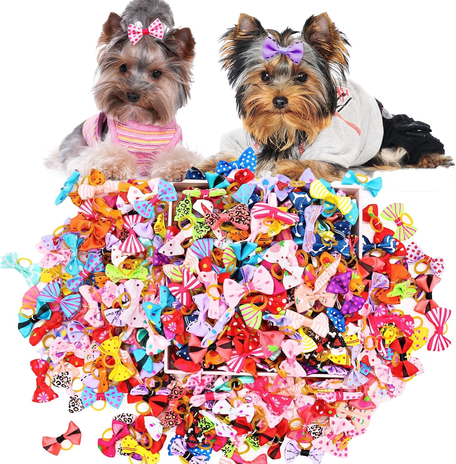 100PCS Cute Puppy Dog Small Bowknot Hair Bows