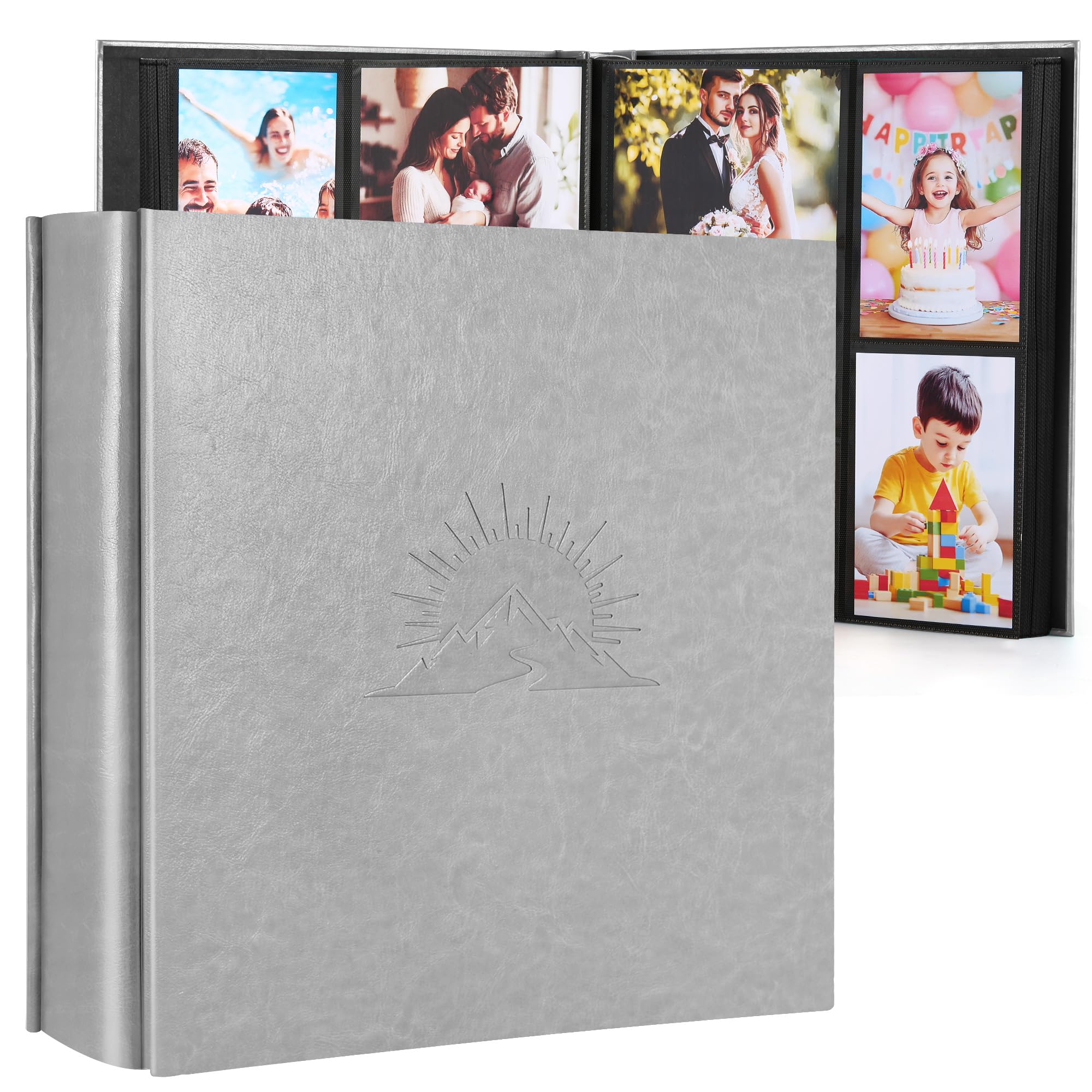 DazSpirit Photo Album 6x4 1000 Pockets, Slip-in Faux Leather Picture Album with Elegant Embossing, Large Capacity Classic Memory Book for Wedding, Family, Anniversary & Baby
