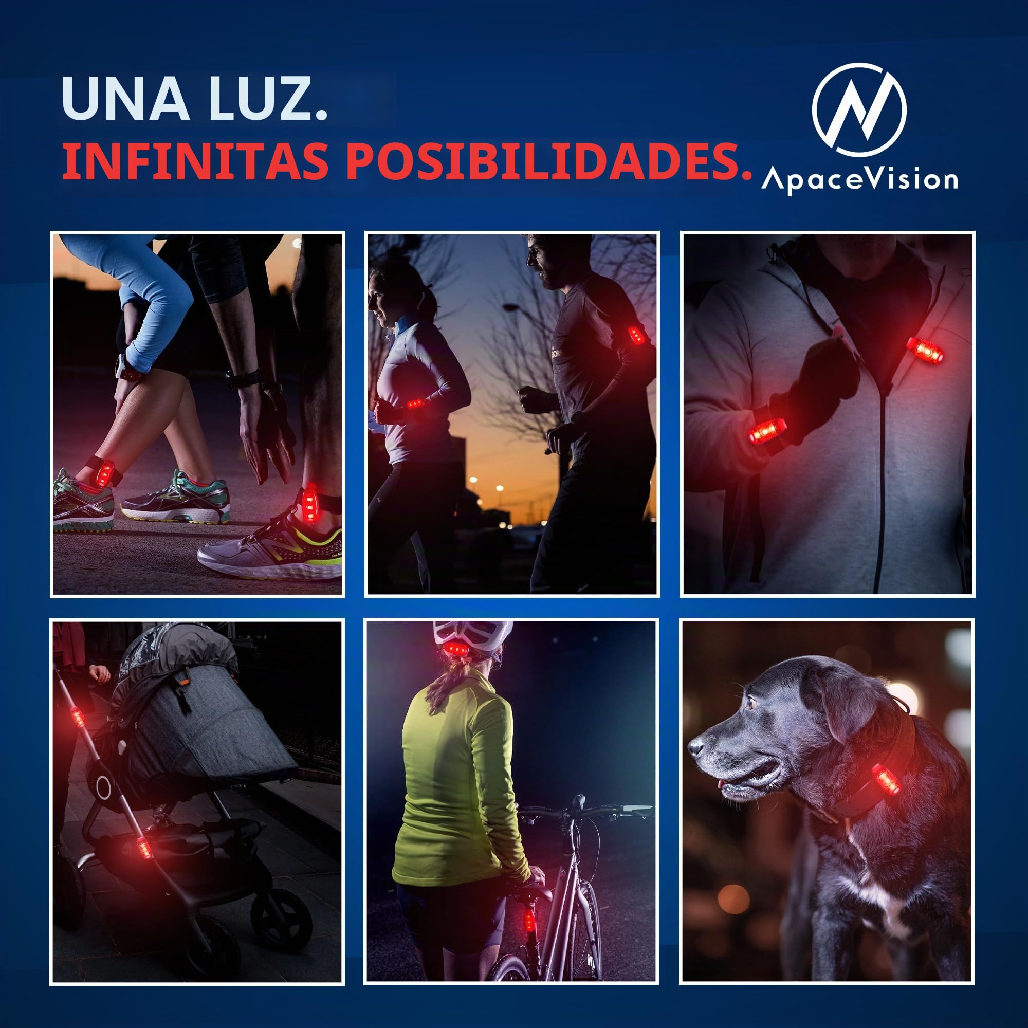 EverLightFX - Luz de Seguridad LED Recargable por USB (Paquete de 2) por Apace. Luz Trasera superbrillante para Bicicleta Que Funciona brillantemente como luz de Correr para Corredores, Mascotas