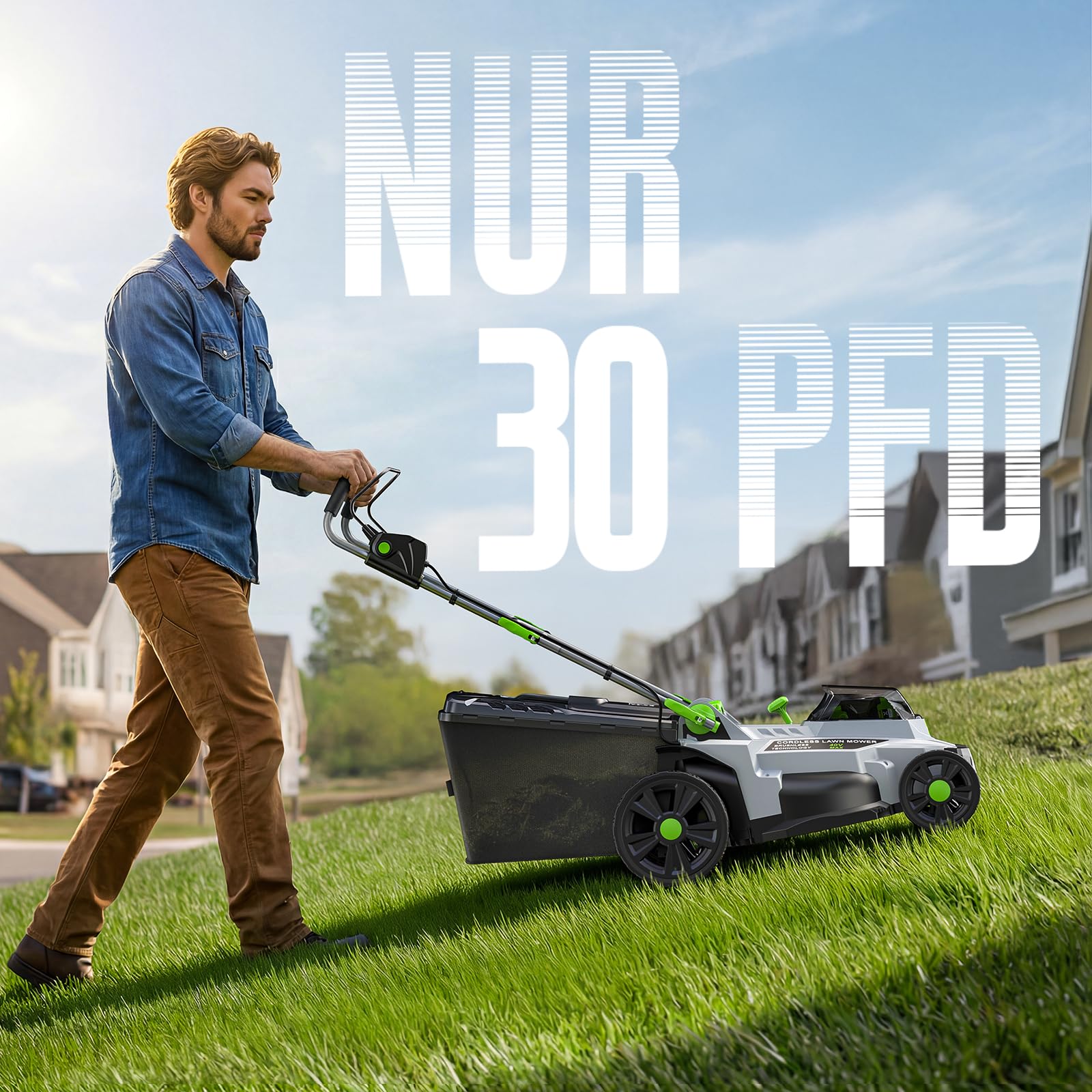 ETOOLAB Akku-Rasenmäher 40V(2X20V), 43cm Schnittbreite, bis 500 m², Brushless, Mulch-Kit, 50L Fangkorb, 6 Schnitthöhen, 25-75 mm Schnitthöhe, 2X 4,0 Ah Akkus+Ladegerät