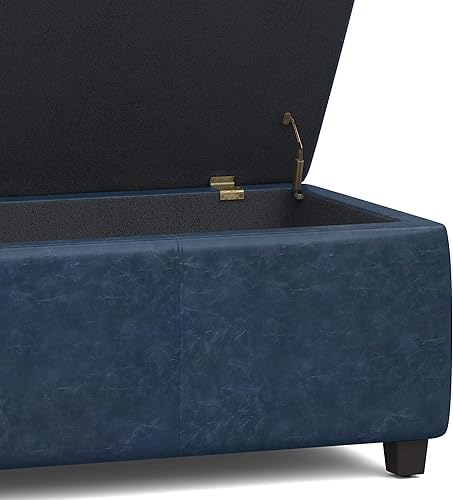 Miniatura 454 de Otomana rectangular de almacenamiento de cuero sintético Simpli Home Avalon., Cuero, Marrón Azul,Marrón Chocolate,Cloud gris,Gris oscuro,Azul