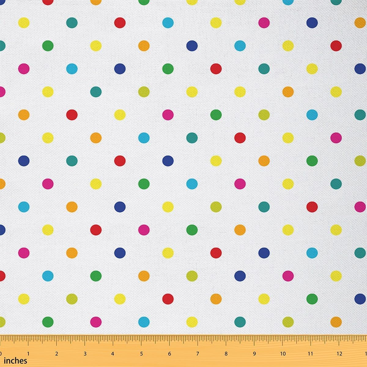Polka Dots Waterproof Fabric Colorful Dots French Style Print Home DIY Upholstery Fabric by The Yard Circles Geometric Simple Chic for Arts Craft Quilting Sewing,3 Yards,108" L x 59" W