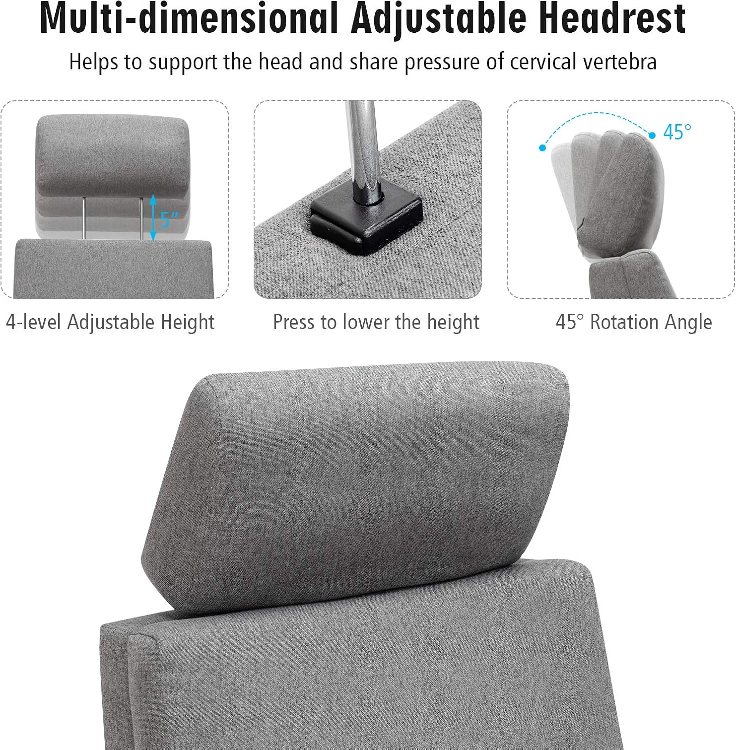 Giantex Recliner Chair with Vibration Massage, 360 Degree Swivel Reclining Sofa Chair, Adjustable Headrest & Footrest, Ergonomic Recliner Chair with Side Pocket & Remote Control for Living Room Office