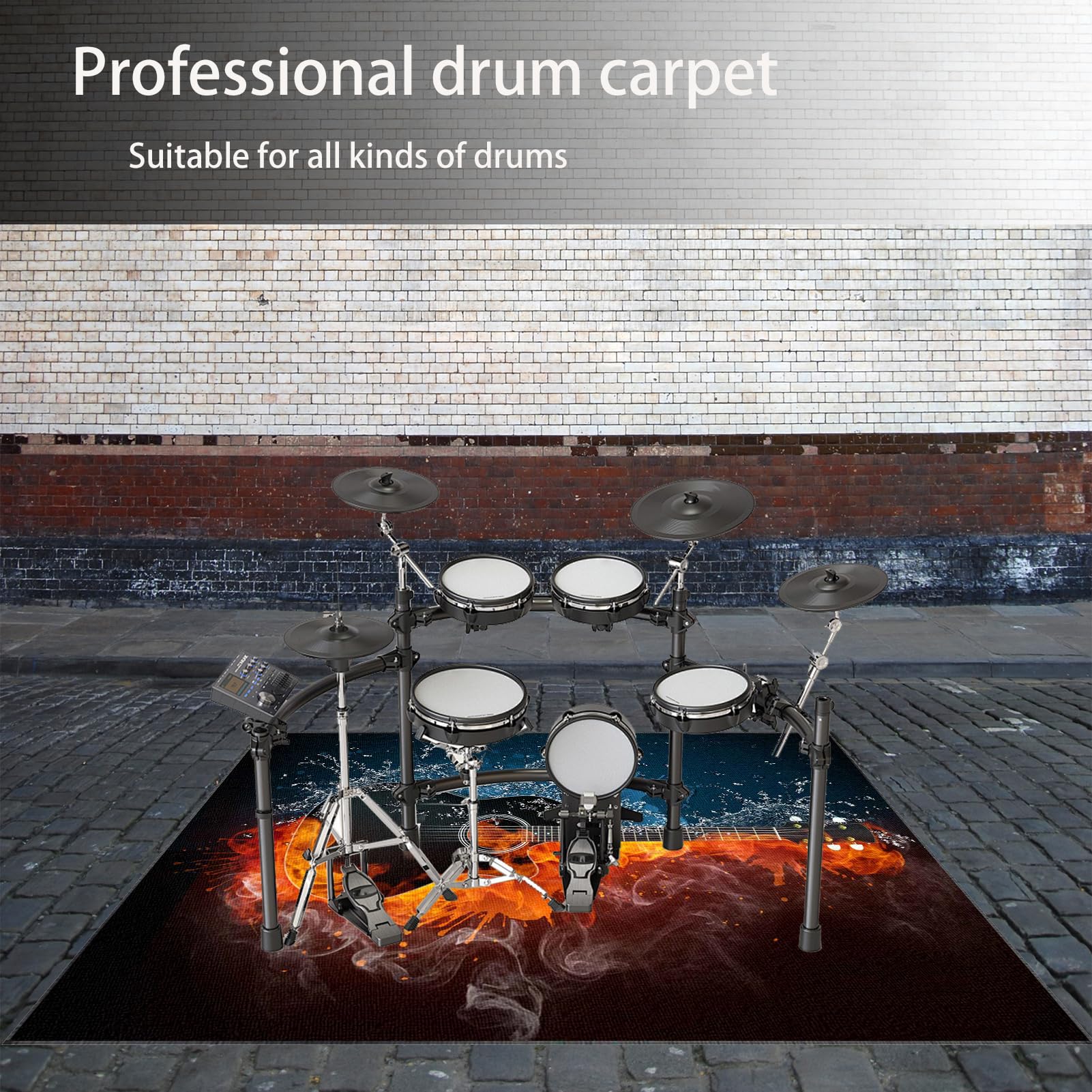 200 x 180 cm Trommel Teppiche, Schallschutz Teppich Matte, Drum Teppich, Drum Rug rutschfeste Drum Matte für Akustik Schlagzeug Drum Kits Bass Drum Elektronisch Snare Klavier Musikinstrumente