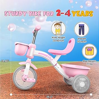 NH☆３kids Toddler Tricycle for 1-3 3-5 Year Olds, Toddler Toys Baby
