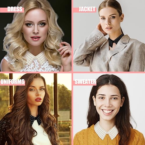 Miniatura 7 de 2 piezas de collar falso de perlas para mujeres y niñas, collar falso desmontable con cuentas de perlas simuladas