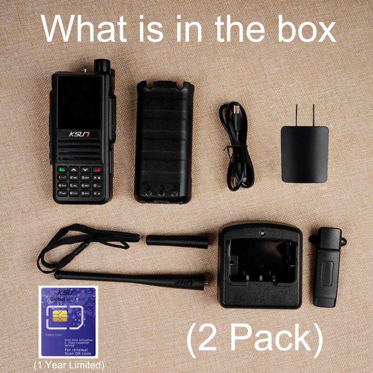 KSUN 4G Network Lifetime Free Global POC Radios PTT with Pre-Paid SIM Card Walkie Talkies Unlimited Range, Handheld UHF Dual Mode, Gifts for Family Bus Drivers, Camping KSUN CT58 (2 Pack)