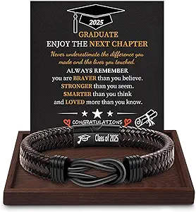 Inspirational Gifts for Men Morse Code Bracelets Mens Bracelets Graduation Gifts for Him Fathers Day Adjustable Leather Bracelet Motivational Birthday Annivesary Jewelry Stocking Stuffers for Men