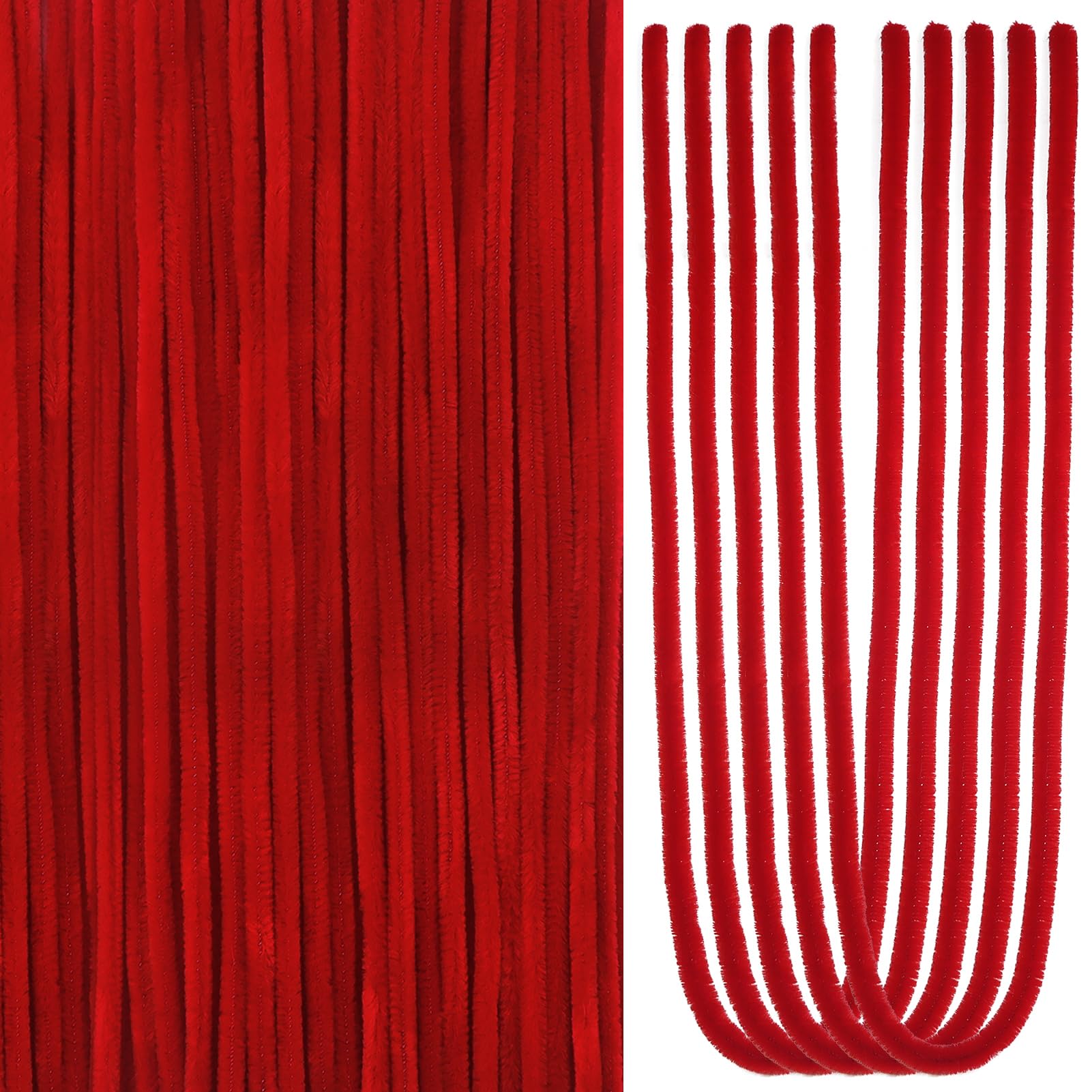 TOAOB Dunkelrot Pfeifenreiniger aus Chenille 100 Stück 60 cm verlängerte Länge für Bastelarbeiten und Dekorationen