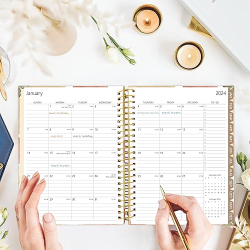 Miniatura 7 de Agenda 2024  Agenda semanal y mensual 2024, enero de 2024 a diciembre de 2024, agenda académica de 6.3 x 8.5 pulgadas con pestañas, encuadernada en