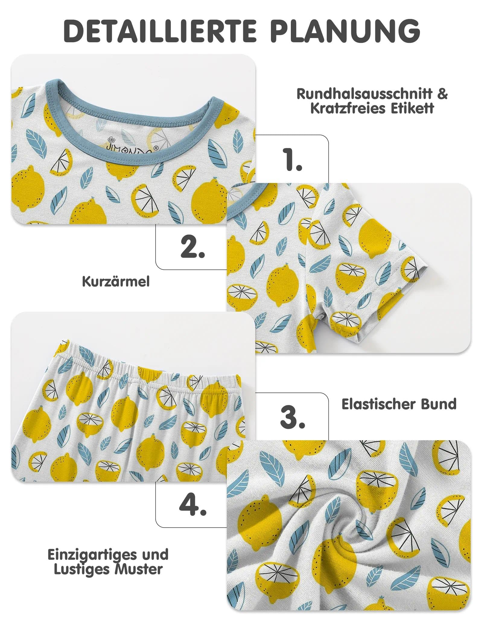 Jimonda Schlafanzug Jungen Kurz Zweiteilig Pyjama Set | Schlafanzüge für Kinder,T-Shirts und Schlafshorts,Allover-Print,Kurzarm,Hausanzug,Weich,Bequem,Elastisch,Nachtwäsche