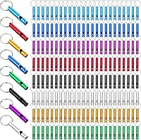 Aphumedc 200 Pack Extra Loud Aluminum Emergency Whistles with Keychains - Bulk Survival Whistles for Camping Hiking Boating 108dB Multicolor
