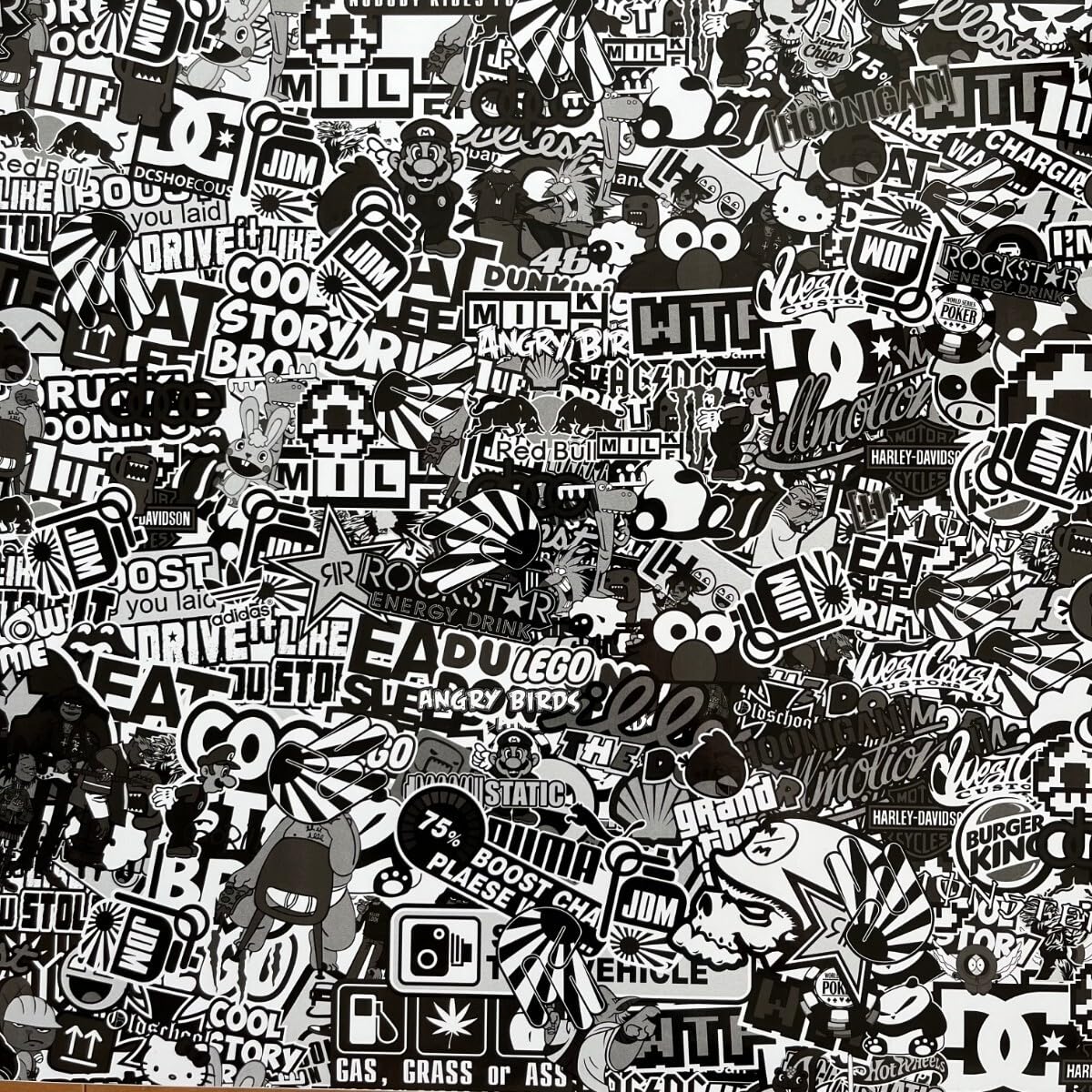 Amazon.co.jp: 3枚セットステッカーボム 白黒 カッティングシート JDM