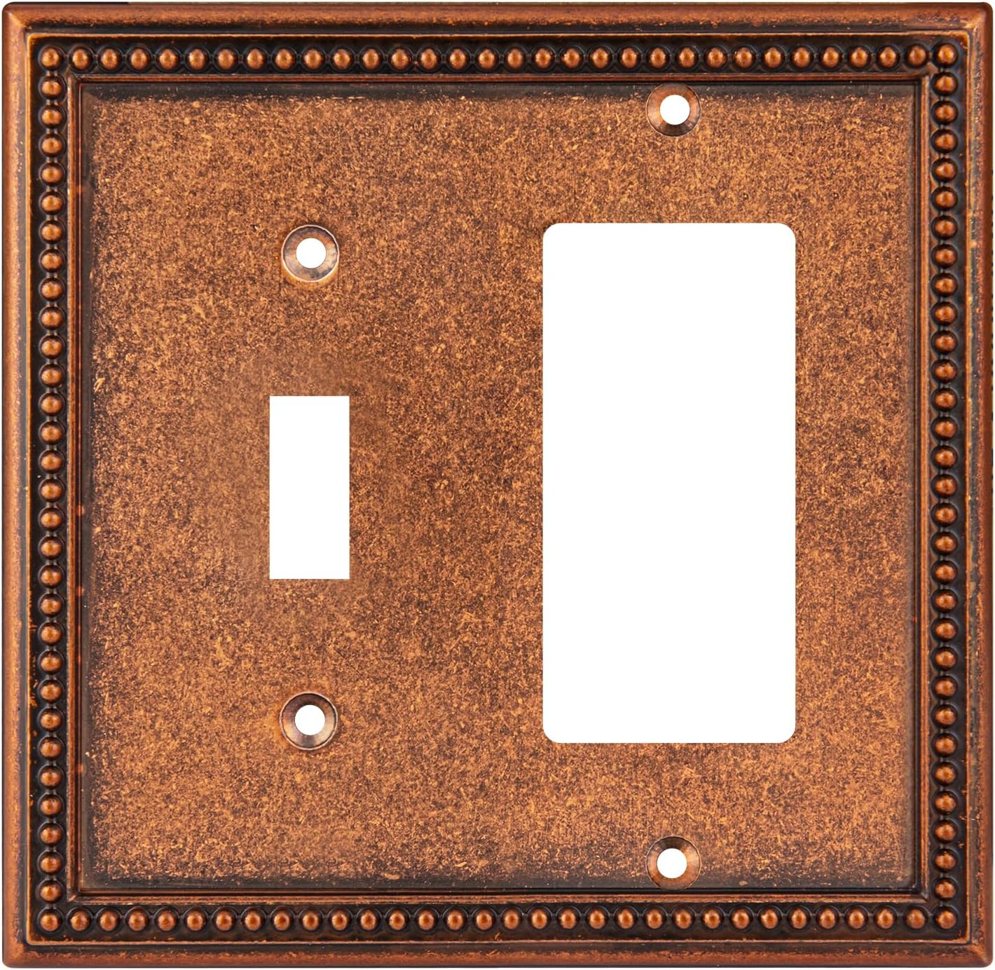 Henne Bery Raised Pearls Decorative Wall Plate Switch Plate Outlet Cover (Single Duplex 2PK, Sponged Copper)