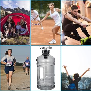 Half Gallon Big Water Bottle, 2.2L/73 OZ Large Leak Proof Sports Jug with Handle,Huge BPA Free PETG Plastic Wide Mouth Drinking Container Flask for Fitness Gym Biking Outdoor