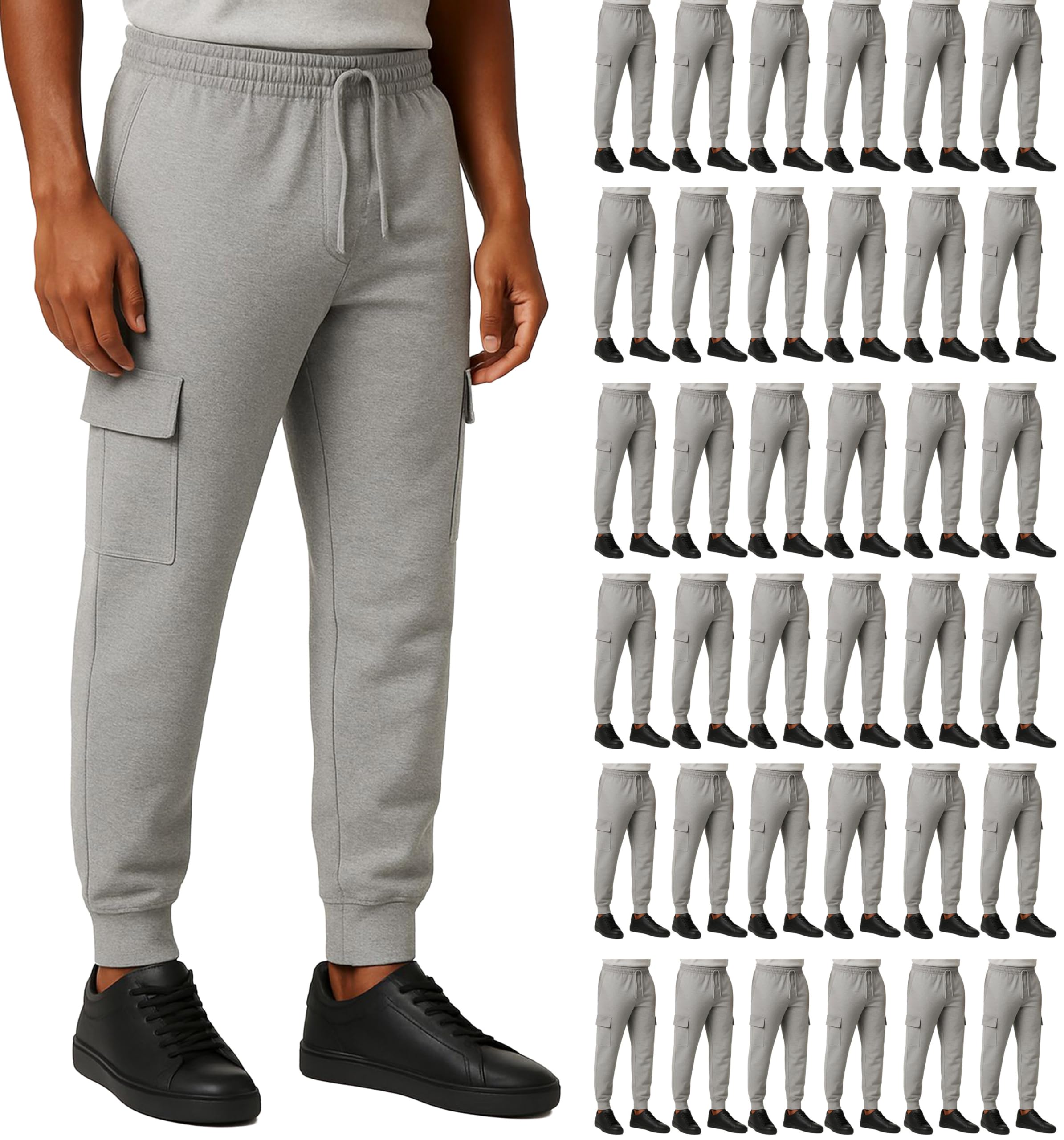 BILLIONHATS Mens Cargo Jogger Sweatpants Assorted Colors Sizes from S M L XL 2XL Great for Homeless Shelter