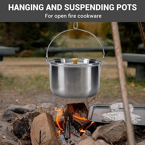 Miniatura 3 de KingCamp Juego de utensilios de cocina de acero inoxidable 304 ollas de cocina para fogata y hervidor de agua con bolsa de viaje para acampar al