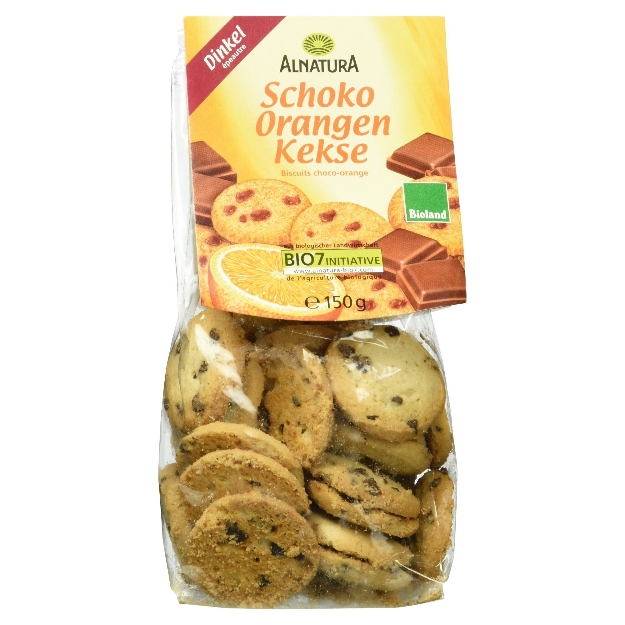 Alnatura Bio Schoko-Orangenkekse Dinkel, 6er Pack (6 x 150 g)