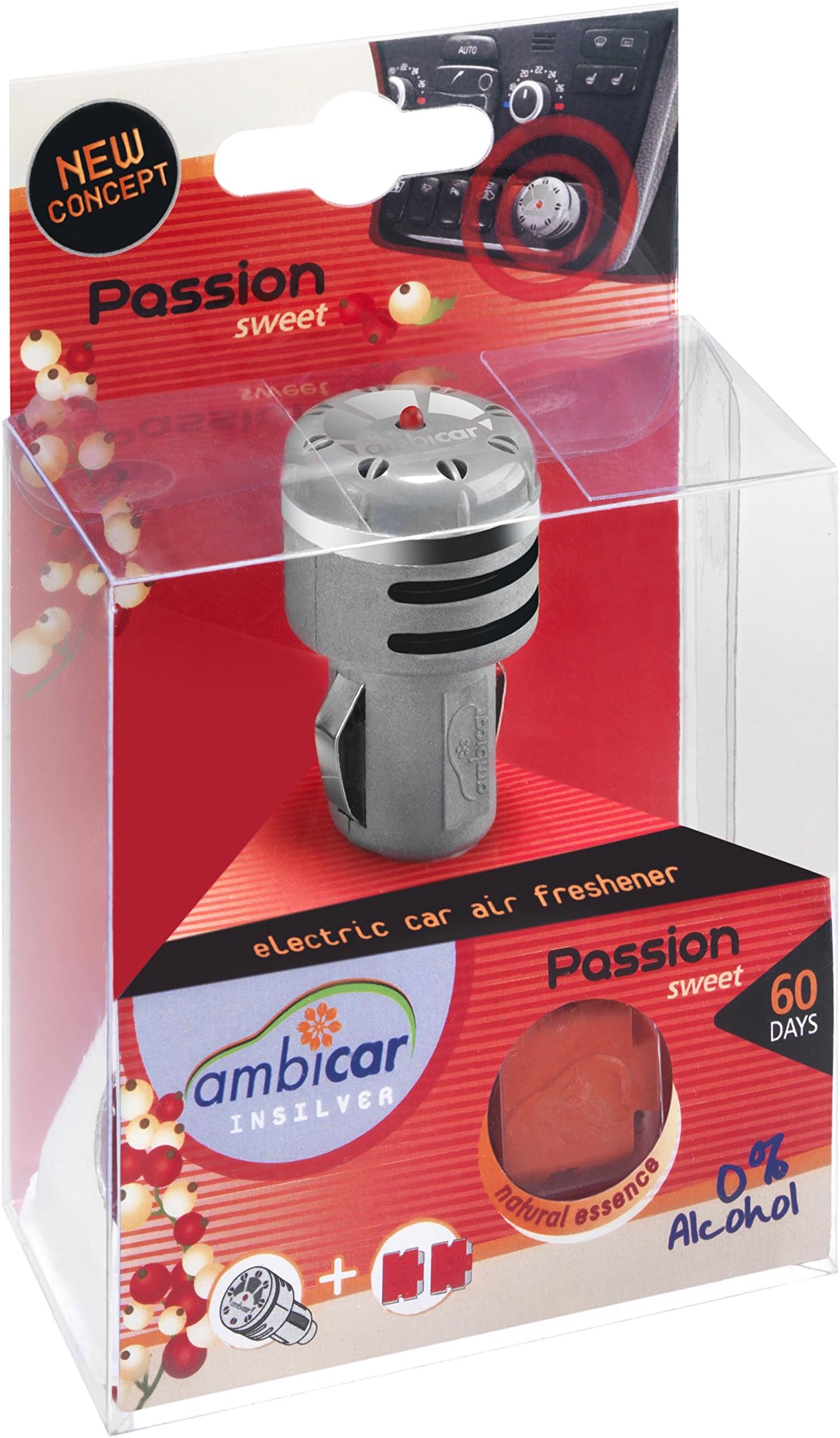 Ambicar Passion ( Intense & Oriental ) Insilver ELECTRIC CAR AIR FRESHNER (55g,Silver)