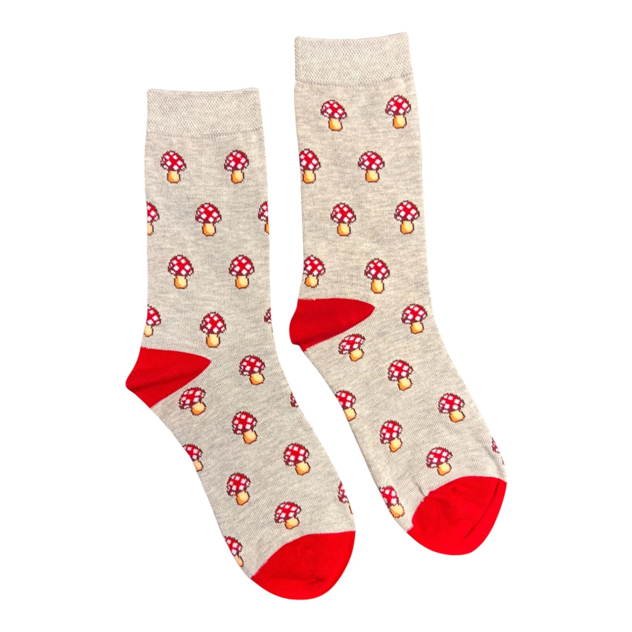 Jess & Lou Women's Bamboo Socks - Grey Marvellous Mushrooms