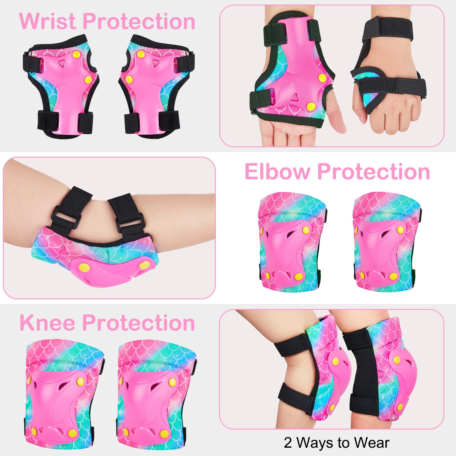 Unicorn Castle Rodilleras y Coderas Unicornio Juego Protección Ajustable 6 en 1 con Bolsa