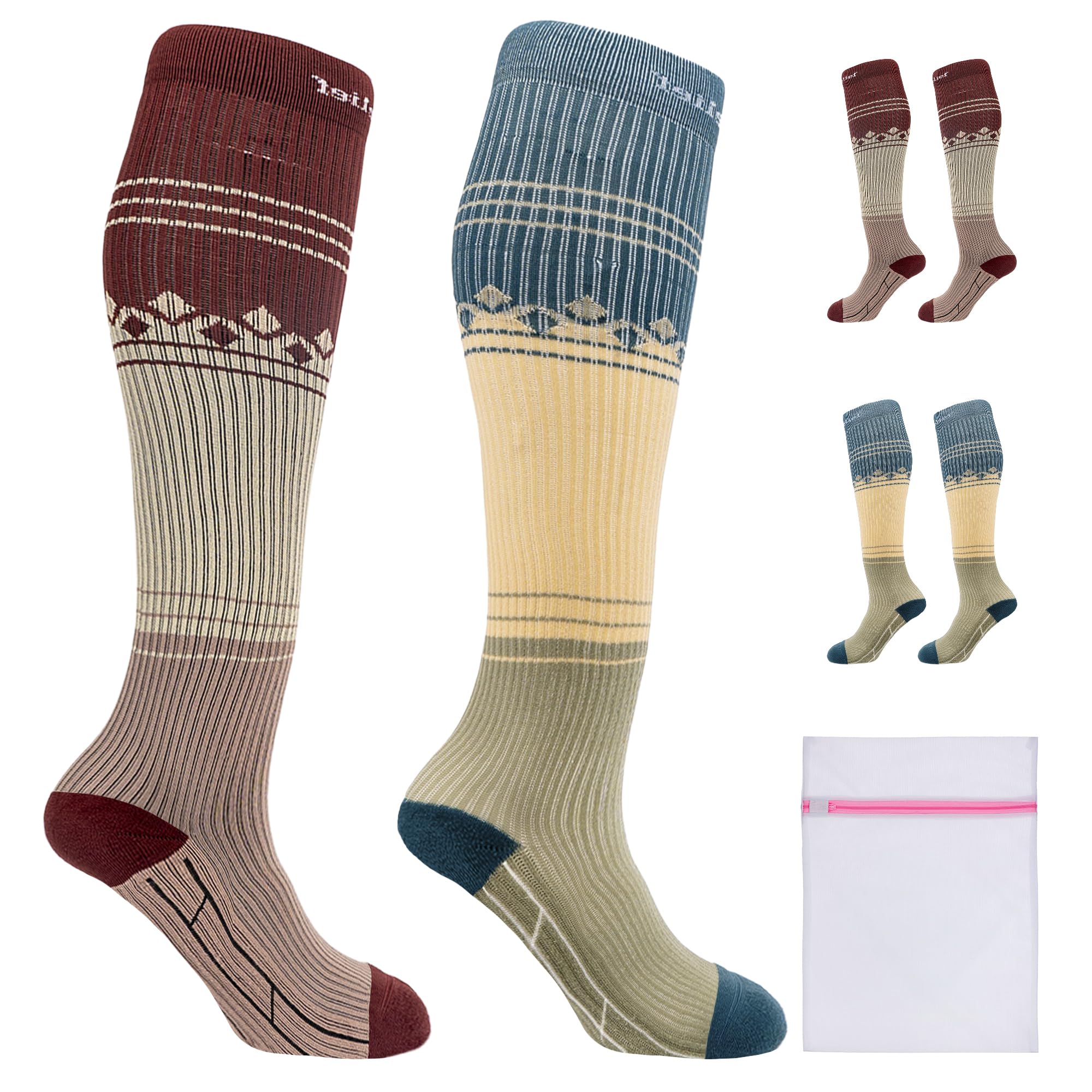 360 RELIEF Compression Socks for Women & Men - 15-20 mmHg Travel Flight Socks – Graduated Support - Ideal for Running, Cycling & during Maternity - with Laundry Bag