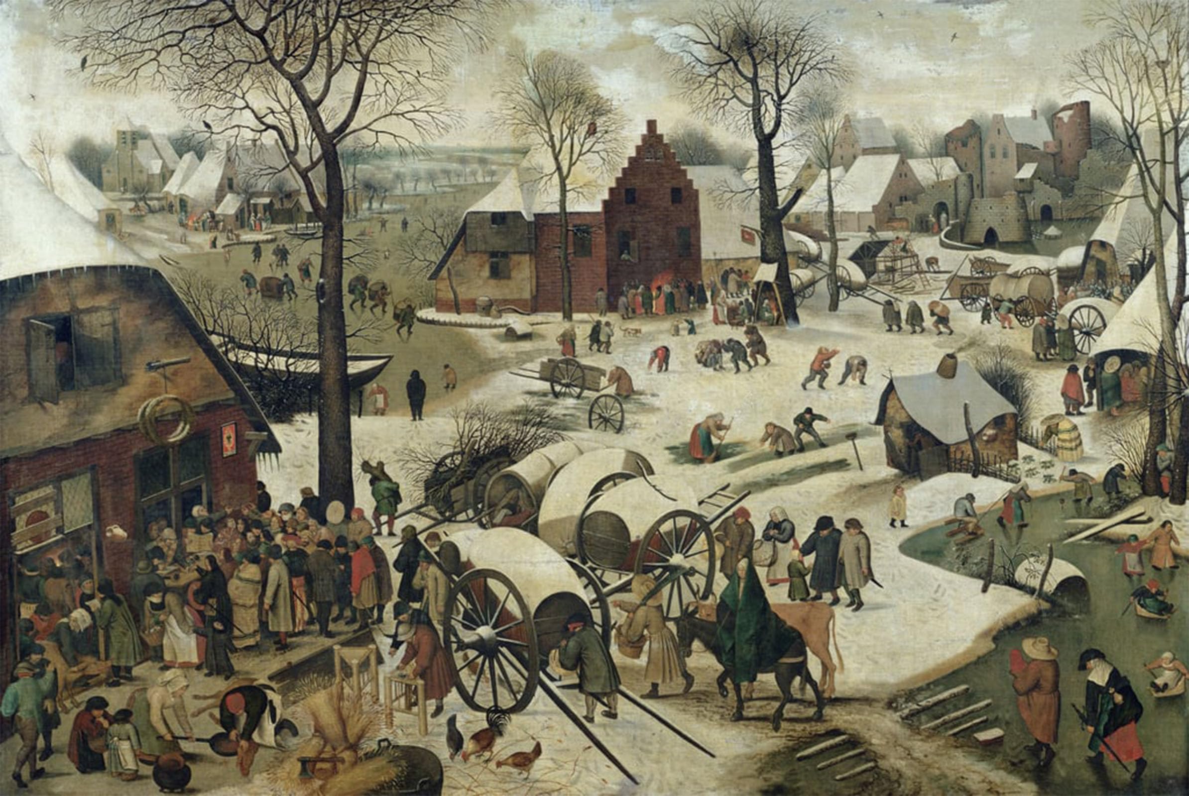 ARTXLXXBN Famous Prints Artwork Pictures Poster Painting Art the Census At Bethlehem by Pieter Bruegel the Elder Artwork Landscape Pictures for Home Decor 60x90cm
